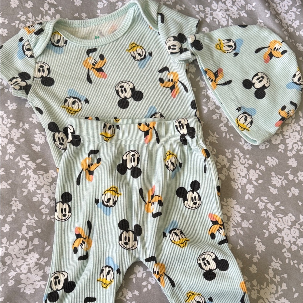 Disney Baby Mickey and Donald One Piece Set - Light Green